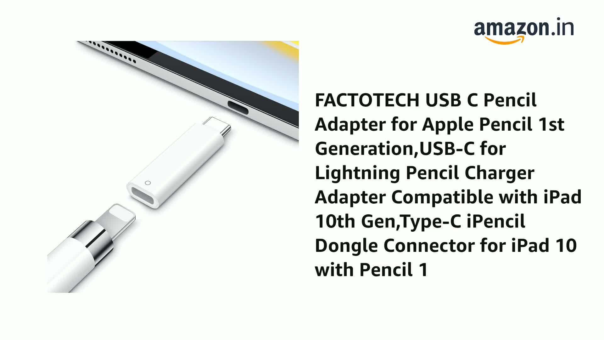 FACTOTECH USB C Pencil Adapter for Apple Pencil 1st